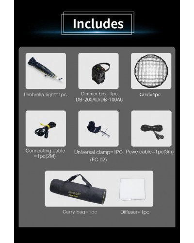 NiceFoto DL90-2000A 200W Bi-Color Umbrella Light(With Grid) NiceFoto DL90-2000A 200W Bi-Color Umbrella Light(With Grid)