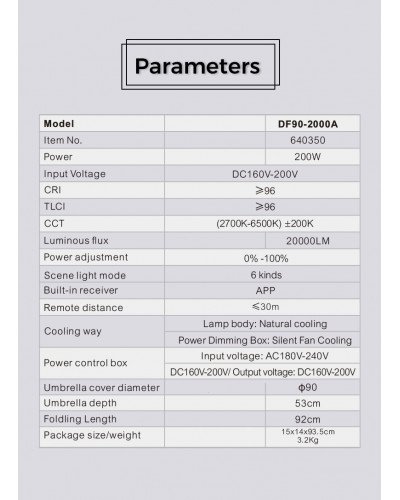 NiceFoto DF90-2000A 200W Bi-Color Umbrella Light(With Grid) NiceFoto DF90-2000A 200W Bi-Color Umbrella Light(With Grid)