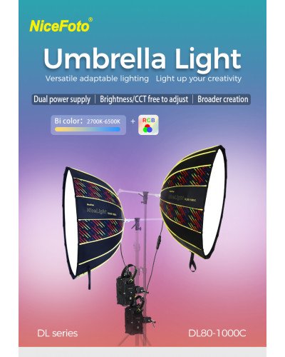 NiceFoto DL80-1000C 100W RGB Umbrella Light(With Grid)