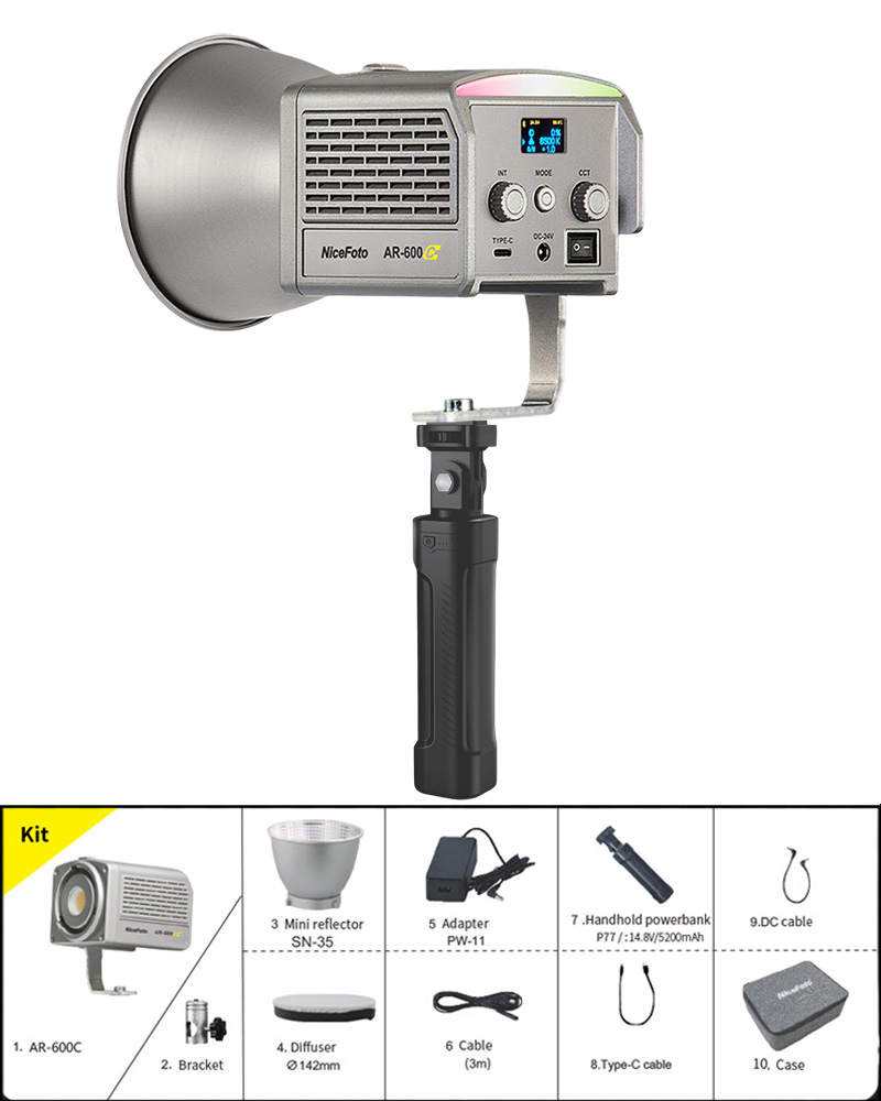 NiceFoto AR-600C RGB Mini Portable LED Video Light Kit(With Battery)