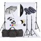 NiceFoto TB300-300W 2-Mini Studio Flash With White Background And Backdrop Stand