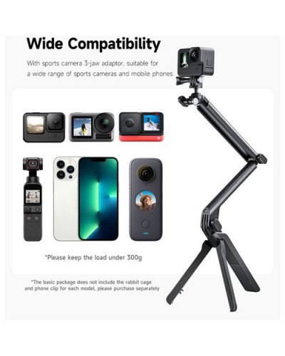 TELESIN Multifunctional Foldable Tripod Selfie Stick Mount for Action Cameras