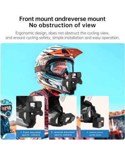 TELESIN Motorcycle Helmet Chin Mount for Action Cameras (Gray)