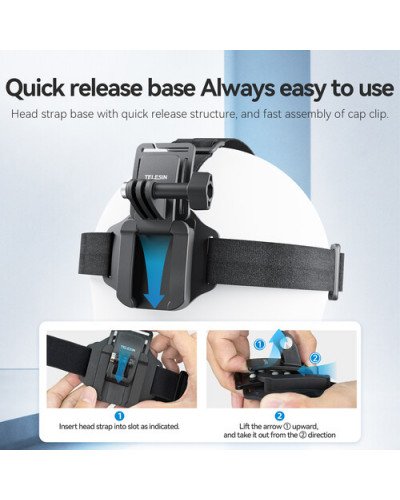TELESIN 2-in-1 Quick Release Head Strap & Cap Clip for Action Camera TELESIN 2-in-1 Quick Release Head Strap & Cap Clip for Action Camera