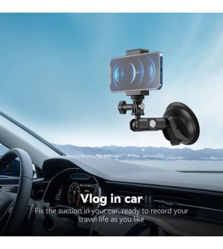TELESIN Upgraded General Suction Cup Mount With Phone Clip