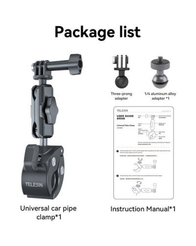 TELESIN Plastic Universal Handlebar Mount Tube Clamp