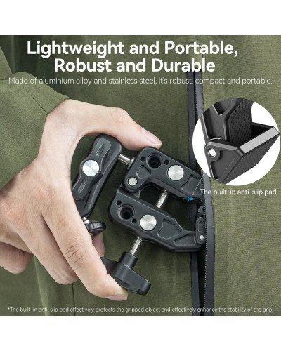 TELESIN Multifunction Crab Clamp with 2.3" Ball Head Arm