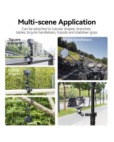 TELESIN Multifunction Crab Clamp with 2.3" Ball Head Arm