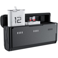 TELESIN Pocket-Size 3-Slot Charger Box &amp; 2 Stamina Batteries Kit for GoPro HERO 9/10/11/12