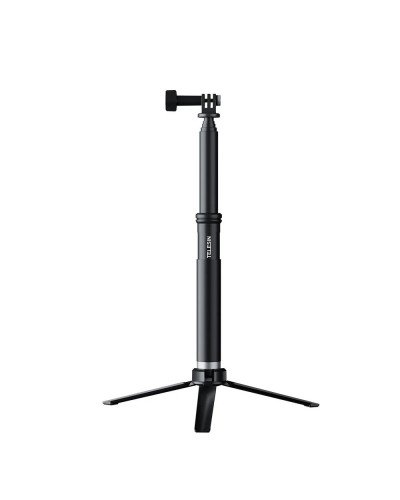 TELESIN 0.9m Extendable Aluminum Alloy Selfie Stick with Tripod and Phone Clip for GoPro