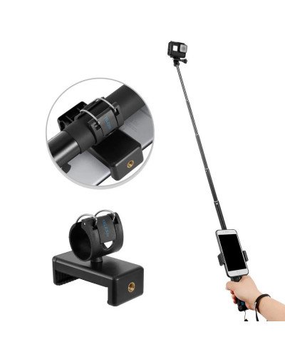 TELESIN 0.9m Extendable Aluminum Alloy Selfie Stick with Tripod and Phone Clip for GoPro