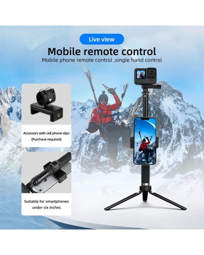 TELESIN 0.9m Extendable Aluminum Alloy Selfie Stick with Tripod and Phone Clip for GoPro