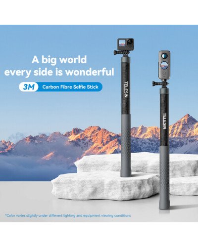 TELESIN New Design 3m Carbon Fiber Selfie Stick