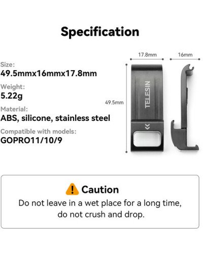 TELESIN Weather-Resistant Battery Door for GoPro HERO 9/10/11/12