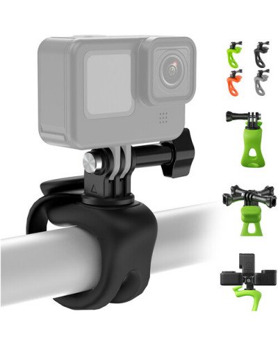 TELESIN Rubber Handlebar Mount for Action Cameras (Green)