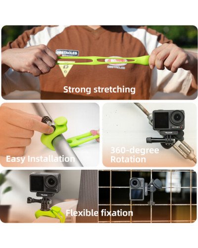 TELESIN Rubber Handlebar Mount for Action Cameras (Green)