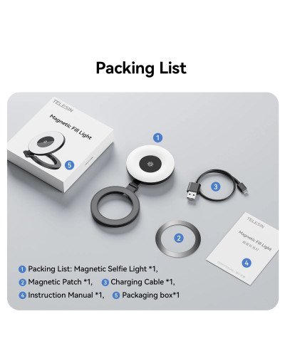 TELESIN Magnetic Rechargeable Fill Light for Phones