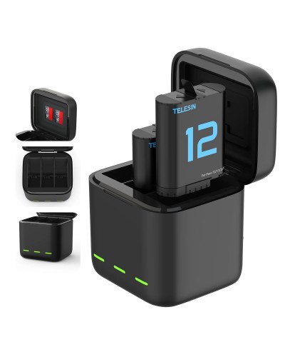 TELESIN Charging Case With 2 Batteries for Hero 12/11/10/9