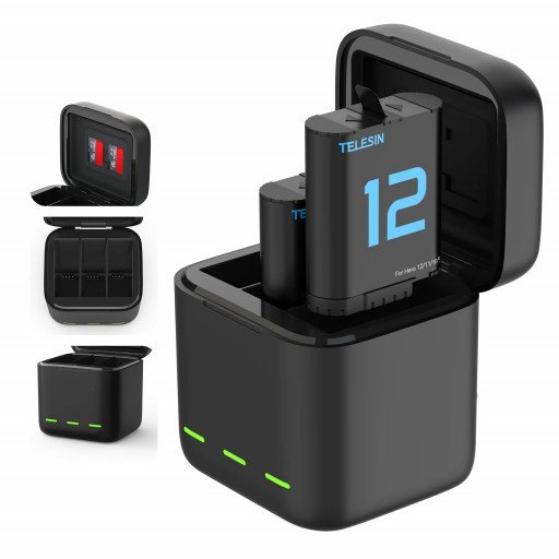 TELESIN Charging Case With 2 Batteries for Hero 12/11/10/9