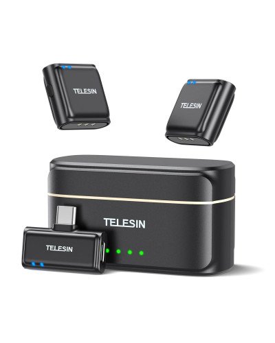 TELESIN Wireless Lavalier Microphone Compatible Type-C Devices Phone/Laptop/Camera