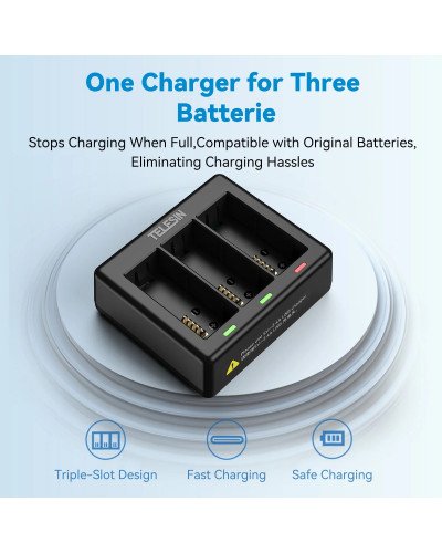 TELESIN Triple Battery Charger for GoPro Hero 13