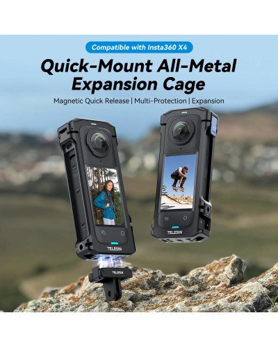 TELESIN Full Metal Expansion Cage For Insta360 X4