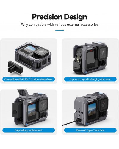 TELESIN Metal Cage Sport Extension New Upgrade for Gopro Hero 13/12/11/10/9