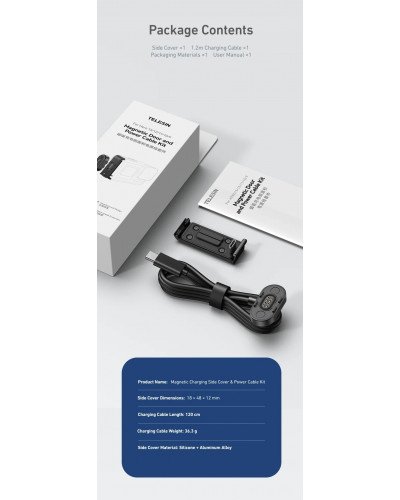 TELESIN Magnetic Door And Power Cable Kit for Hero 13/12/11/10/9