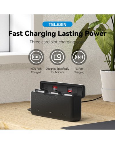 TELESIN 3-Slot Battery Charger for DJI Osmo 360/Action 3/4/5 Pro/6 TELESIN 3-Slot Battery Charger for DJI Osmo 360/Action 3/4/5 Pro/6