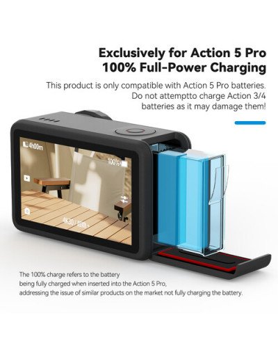 TELESIN 3-Slot Battery Charger for DJI Osmo 360/Action 3/4/5 Pro/6 TELESIN 3-Slot Battery Charger for DJI Osmo 360/Action 3/4/5 Pro/6