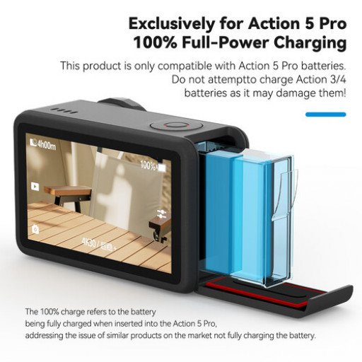 TELESIN 3-Slot Battery Charger for DJI Osmo 360/Action 3/4/5 Pro/6