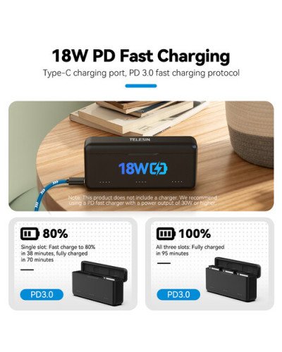 TELESIN 3-Slot Battery Charger for DJI Osmo 360/Action 3/4/5 Pro/6 TELESIN 3-Slot Battery Charger for DJI Osmo 360/Action 3/4/5 Pro/6