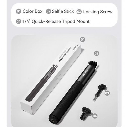 TELESIN High-Strength Aluminum Alloy Selfie Stick 90cm