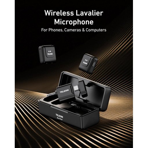 TELESIN 2in1 Wireless Lavalier Microphone with Charging Case