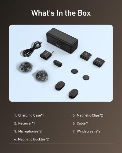 TELESIN 2in1 Wireless Lavalier Microphone with Charging Case