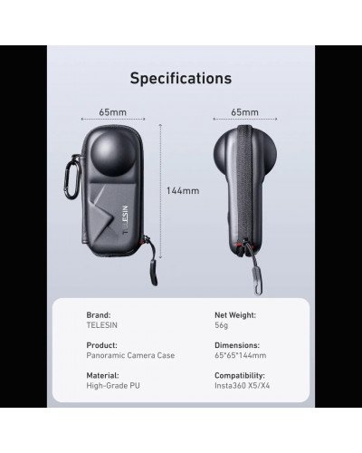 TELESIN Action Camera Carrying Case For Insta360 X4/X4 Air/X5