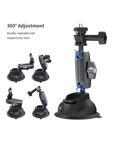 TELESIN Aluminum Alloy Camera Suction Cup Mount With Phone Clip