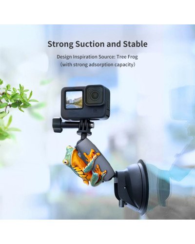TELESIN Aluminum Alloy Camera Suction Cup Mount With Phone Clip