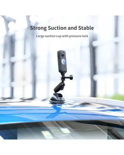 TELESIN Aluminum Alloy Camera Suction Cup Mount With Phone Clip