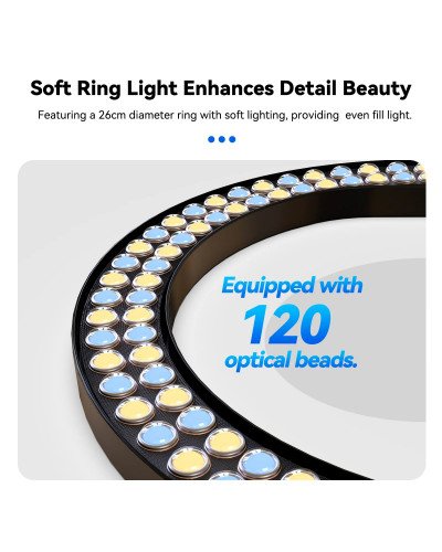 TELESIN Magnetic Desktop Phone Stand with 10 inch LED Photography Ring Light Selfie Fill Lamp