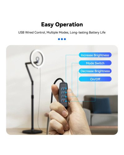 TELESIN Mobile Magnetic Floor Stand with 10 inch LED Photography Ring Light Selfie Fill Lamp