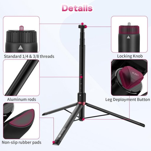 Ulanzi AT-01 1.5m Extendable Light Stand Tripod with Portable Dolly
