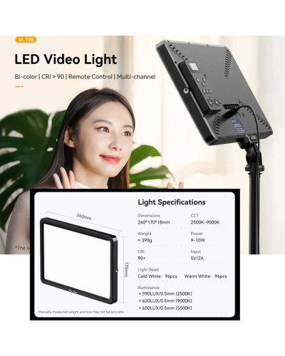 Ulanzi VIJIM VL198 Bi-Color LED Key Light Panel with Remote Control
