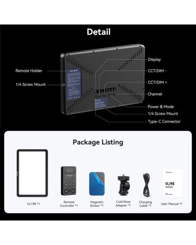 Ulanzi VIJIM VL198 Bi-Color LED Key Light Panel with Remote Control