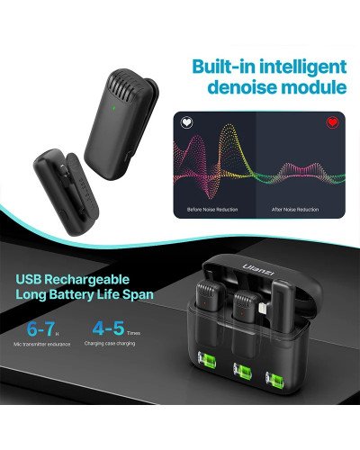 Ulanzi J12 Wireless Lavalier Microphone System (Lightning) Ulanzi J12 Wireless Lavalier Microphone System (Lightning)