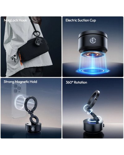 Ulanzi SK-22 Electric Suction Cup MagMount Phone Holder for iPhone & Android, Magnetic Vacuum Mount