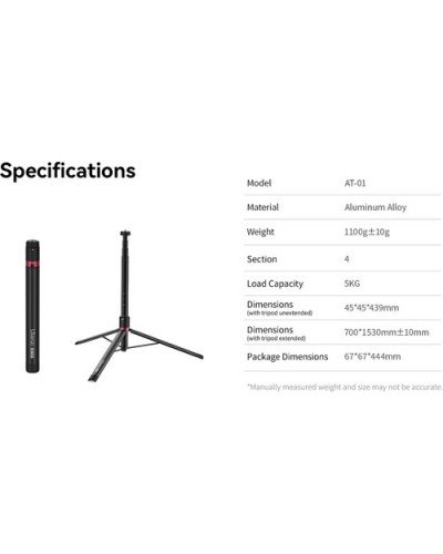 Ulanzi AT-01 1.5m Extendable Selfie Light Stand Tripod