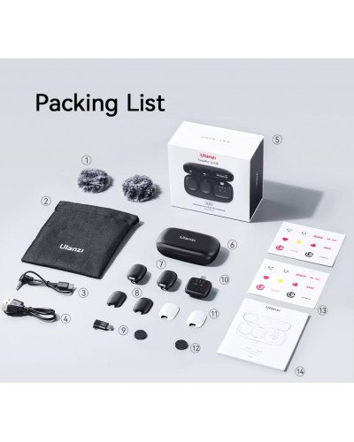 Ulanzi A30 Wireless Lavalier Tiny Microphone System with Type C & Lightning Connector