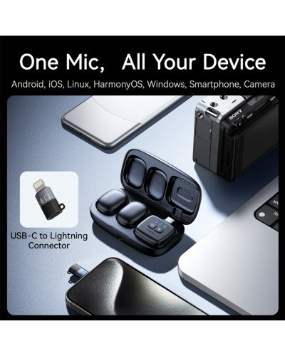 Ulanzi A30 Wireless Lavalier Tiny Microphone System with Type C & Lightning Connector
