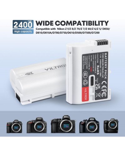 VILTROX EN-EL15C Rechargeable Lithium-Ion Battery with USB-C Charging Port VILTROX EN-EL15C Rechargeable Lithium-Ion Battery with USB-C Charging Port